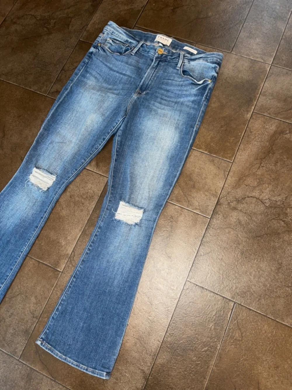 Frame Women's Denim Jeans Le Crop Mini Boot Distressed Stony Creek Size 31 - Picture 4 of 10